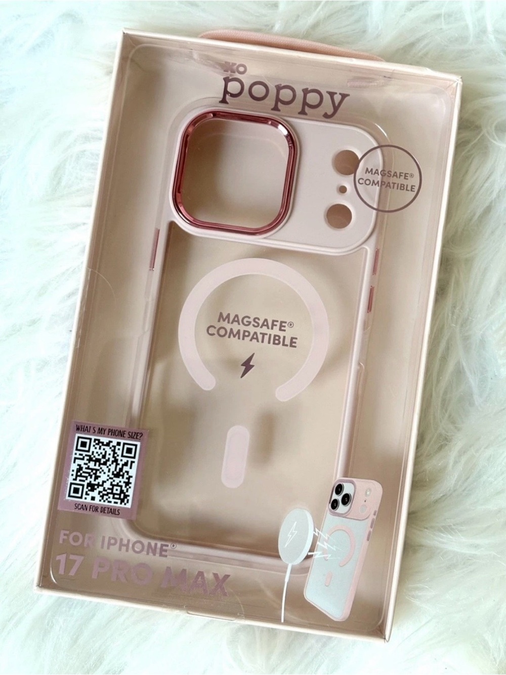 XO Poppy Phone Case for iPhone 17 Pro Max MagSafe Compatible Pink Transparent